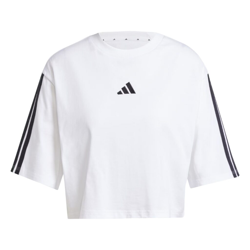 Adidas T-Shirt Crop Oversize 3-Stripes - White/Black - immagine 5