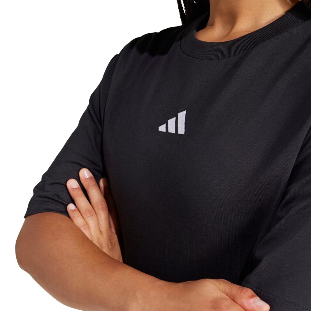 Adidas T-Shirt Crop Oversize 3-Stripes - Black/White - immagine 4