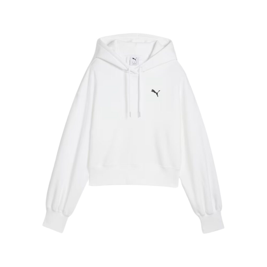 Puma Felpa Con Cappuccio Cropped WARDROBE ESS - White - immagine 5