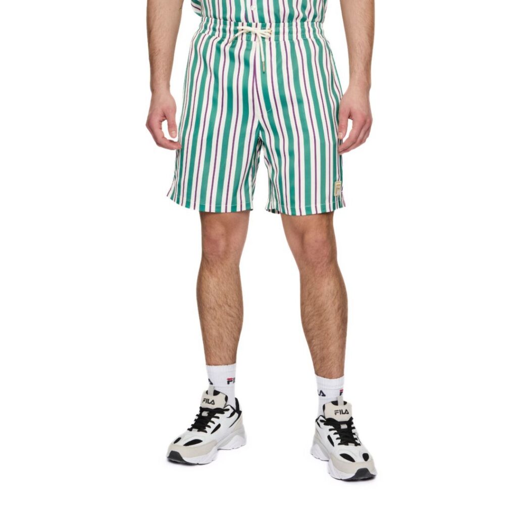 Fila LASTRO Shorts Striped Satin - Antique White/Green/Purple