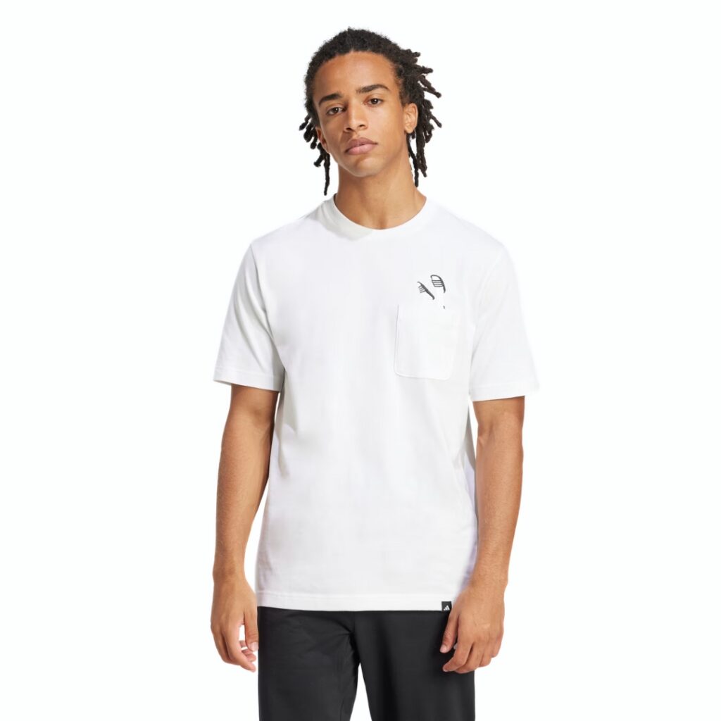 Adidas T-Shirt Lounge Slides Graphic Pocket - White