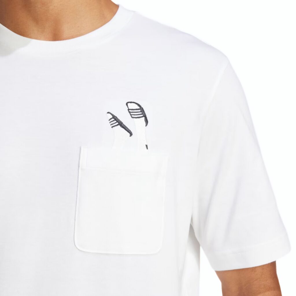 Adidas T-Shirt Lounge Slides Graphic Pocket - White - immagine 2