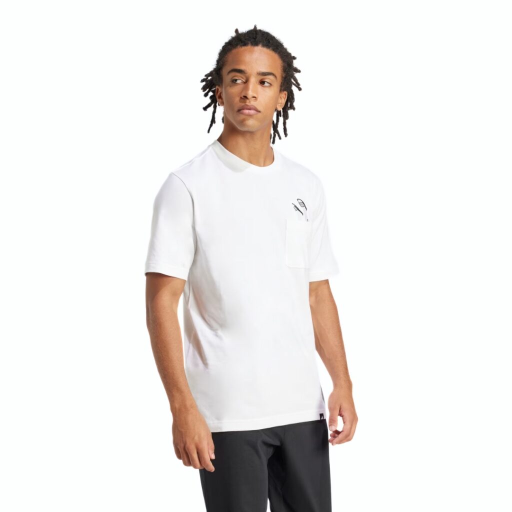 Adidas T-Shirt Lounge Slides Graphic Pocket - White - immagine 4