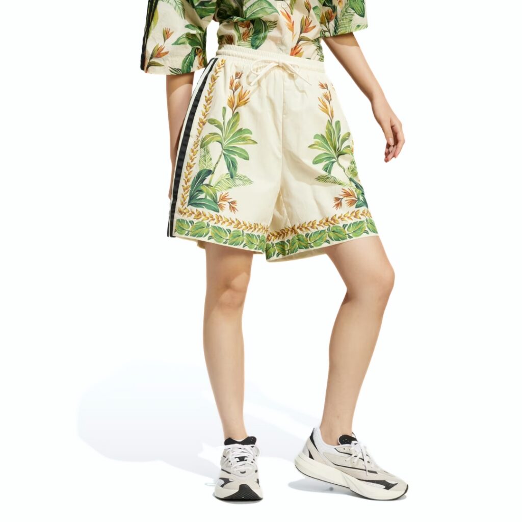 Adidas x Farm Rio Shorts Premium - Cream White/Bold Gold/Semi Flash Green