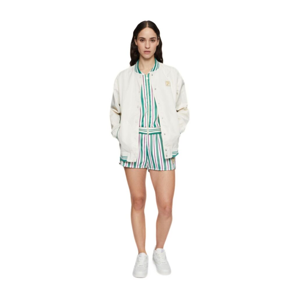 Fila LASSANCE Shorts Striped Satin - Antique White/Green/Purple - immagine 3