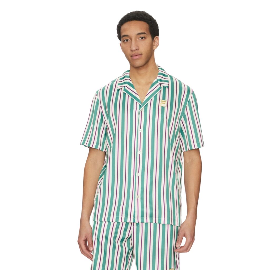Fila LASTRO Camicia Oversize Striped Satin - Antique White/Green/Purple
