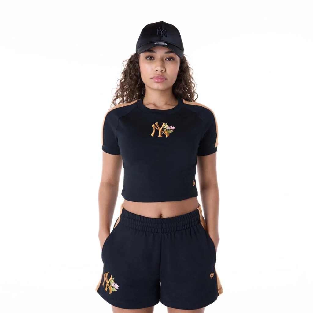 New Era T-Shirt Crop New York Yankees MLB Floral - Black