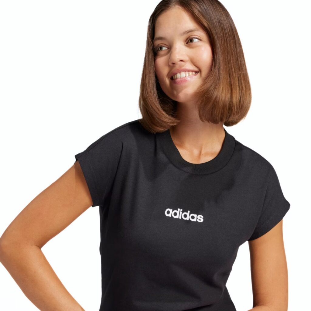 Adidas T-shirt Essentials Linear - Black/White - immagine 3