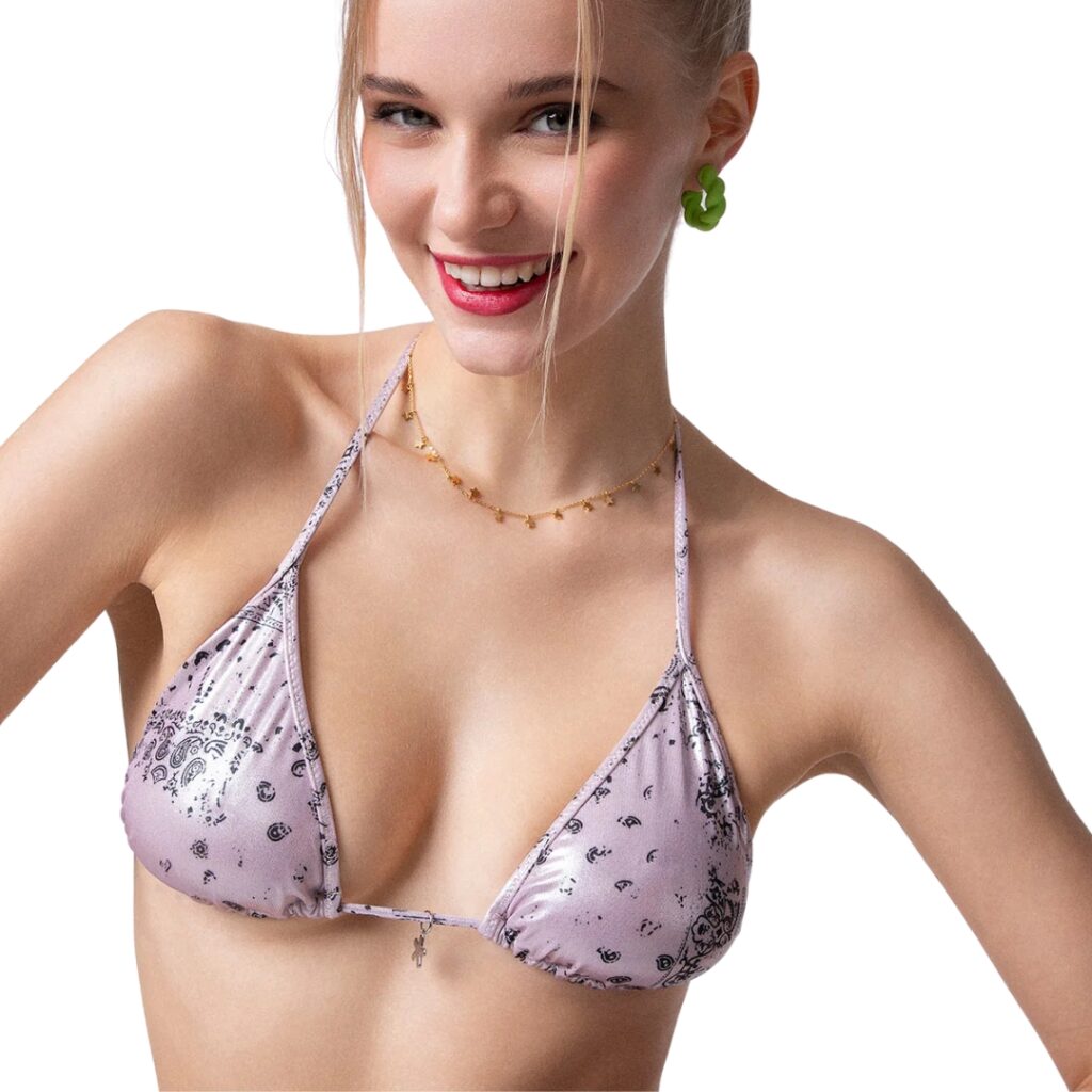 F**K Bikini Donna Triangolo con Slip Americano Fisso Fantasia - Lilac - immagine 3