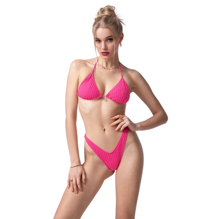 F**K Bikini Donna Triangolo con Slip Americano Fisso - Fuchsia