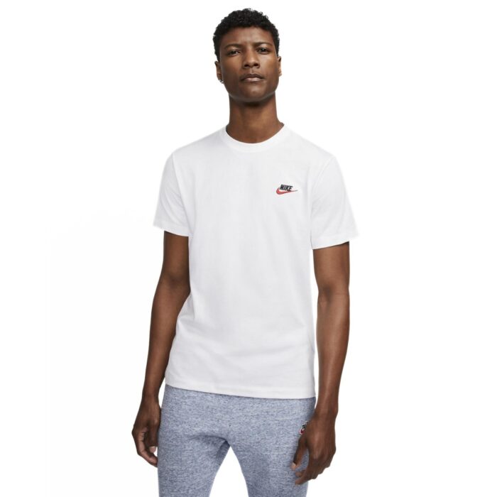 Nike Sportswear Club T-Shirt - White/Gym Red
