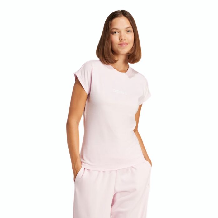 Adidas T-shirt Essentials Linear – Clear Pink/White