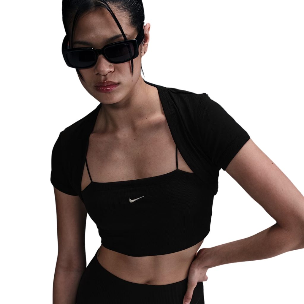 Nike Sportswear Chill Knit Top Corto E Aderente 2 in 1 - Black/Sail