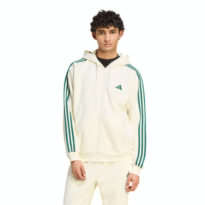 Adidas Felpa Con Cappuccio e Zip Essentials - White/Green